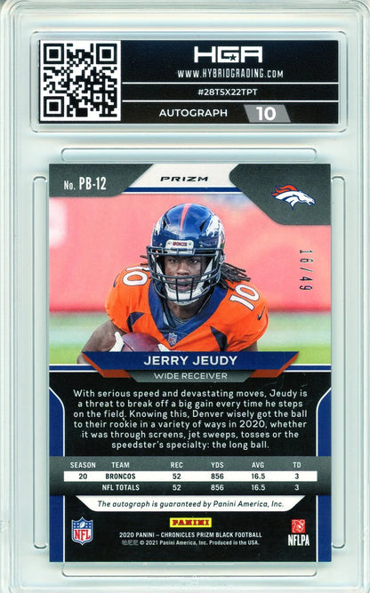 Jerry Jeudy Autographed 2020 Panini Chronicles Prizm Black Green Rookie Card #Pb