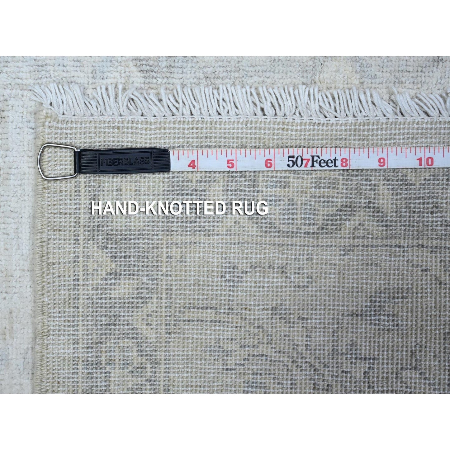 2'X2'9" Ivory Hand Knotted White Wash Peshawar Soft Wool Mat Oriental Rug