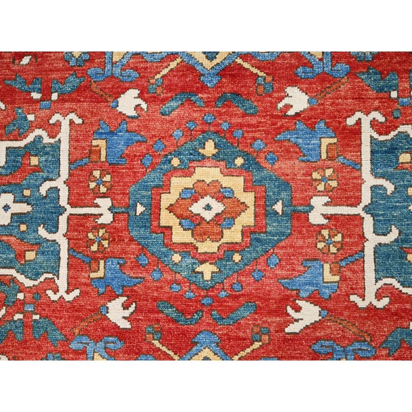 9'X11'6" Red Soft Wool Afghan Peshawar Hand Knotted Oriental Rug