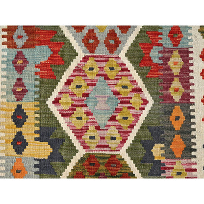 2'5"X9'9" Colorful Afghan Kilim 100% Wool Rug Flat Weave Hand Woven Runner