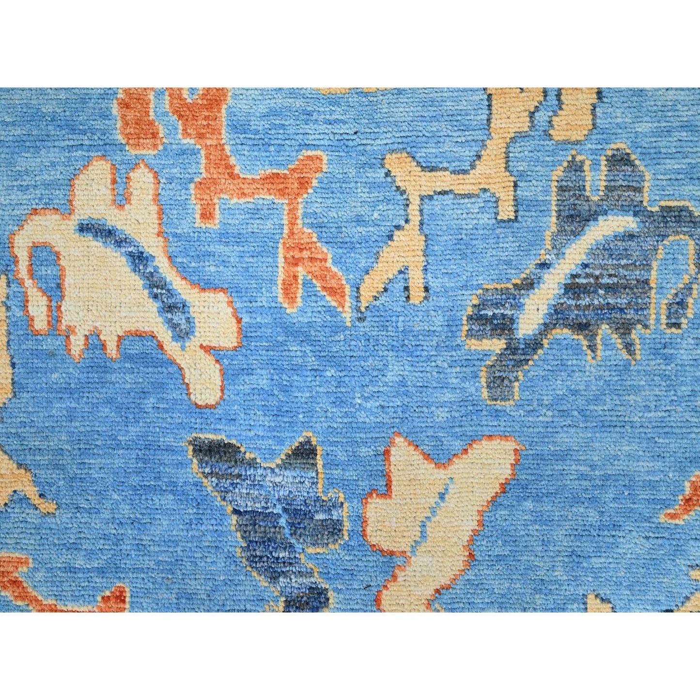 9'4"X12'4" Norse Blue Pure Wool Densely Woven Hand Knotted Oriental Rug