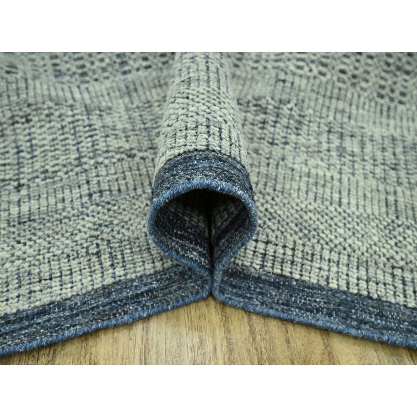 8'10"X11'10" Blue Hand Knotted Oriental Rug Oxidized Grass Design Wool