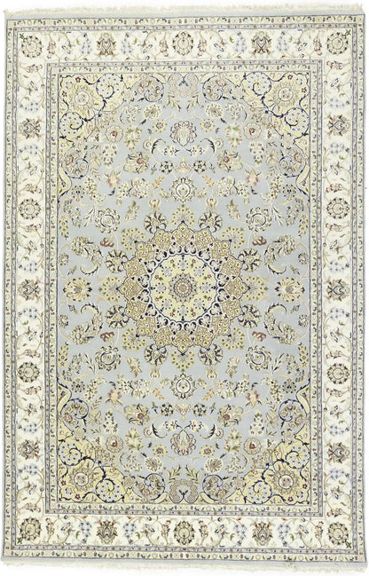 Handmade Indo-Nain Wool Rug Classic Floral