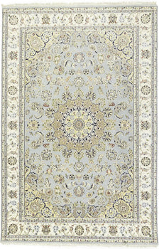 Handmade Indo-Nain Wool Rug Classic Floral