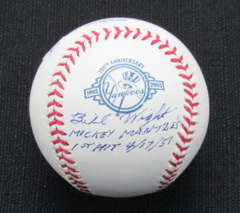 Bill Wight Signed/Auto Yankees 100Th Oml Baseball