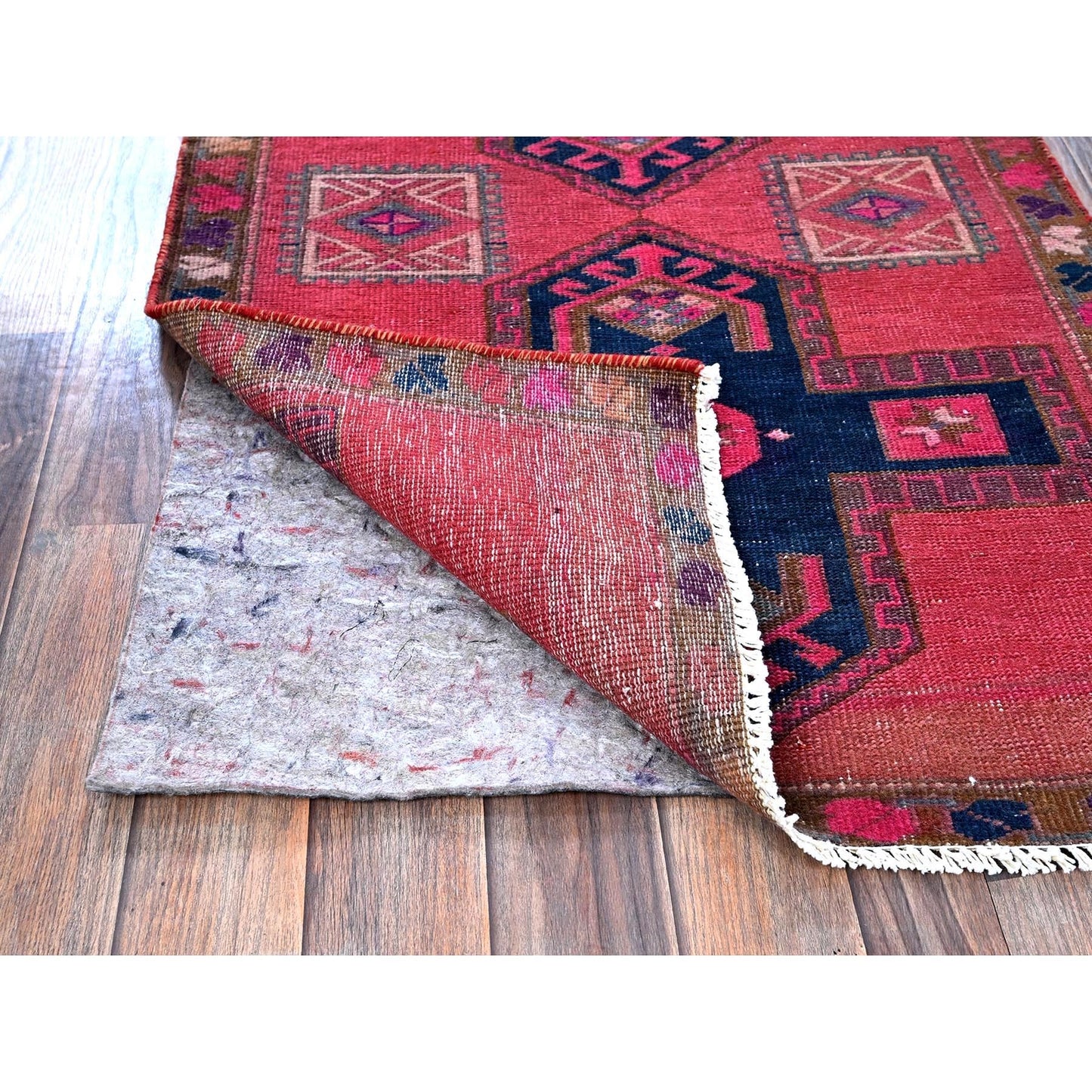 2'5"X9'10" Overdyed Pink Northwest Zoroastrian Wool Hand Knotted Runner Rug