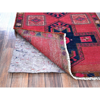 2'5"X9'10" Overdyed Pink Northwest Zoroastrian Wool Hand Knotted Runner Rug