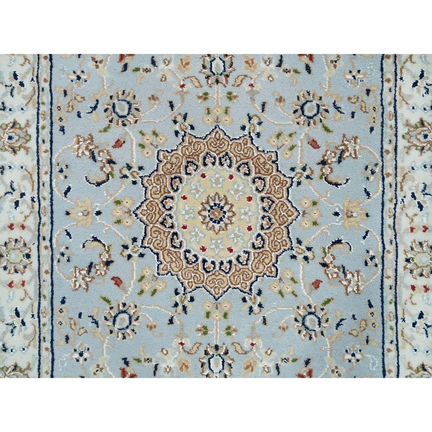 2'9"X14' Beau Blue Nain Design 250 Kpsi Wool Hand Knotted Xl Runner Rug