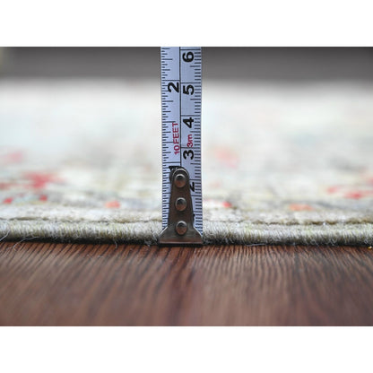 2'7"X7'7" Gray Heris With Dragon Design Pure Wool Hand Knotted Runner Rug