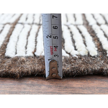 2'1"X2'8" White Moroccan Weave With Box Design Wool Hand Knotted Mat Rug