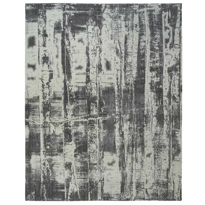 12'X15' Black Modern Design Wool And Silk Hand Loomed Oversized Rug