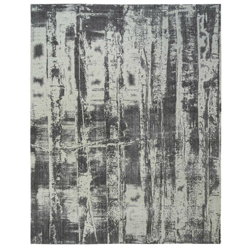 12'X15' Black Modern Design Wool And Silk Hand Loomed Oversized Rug