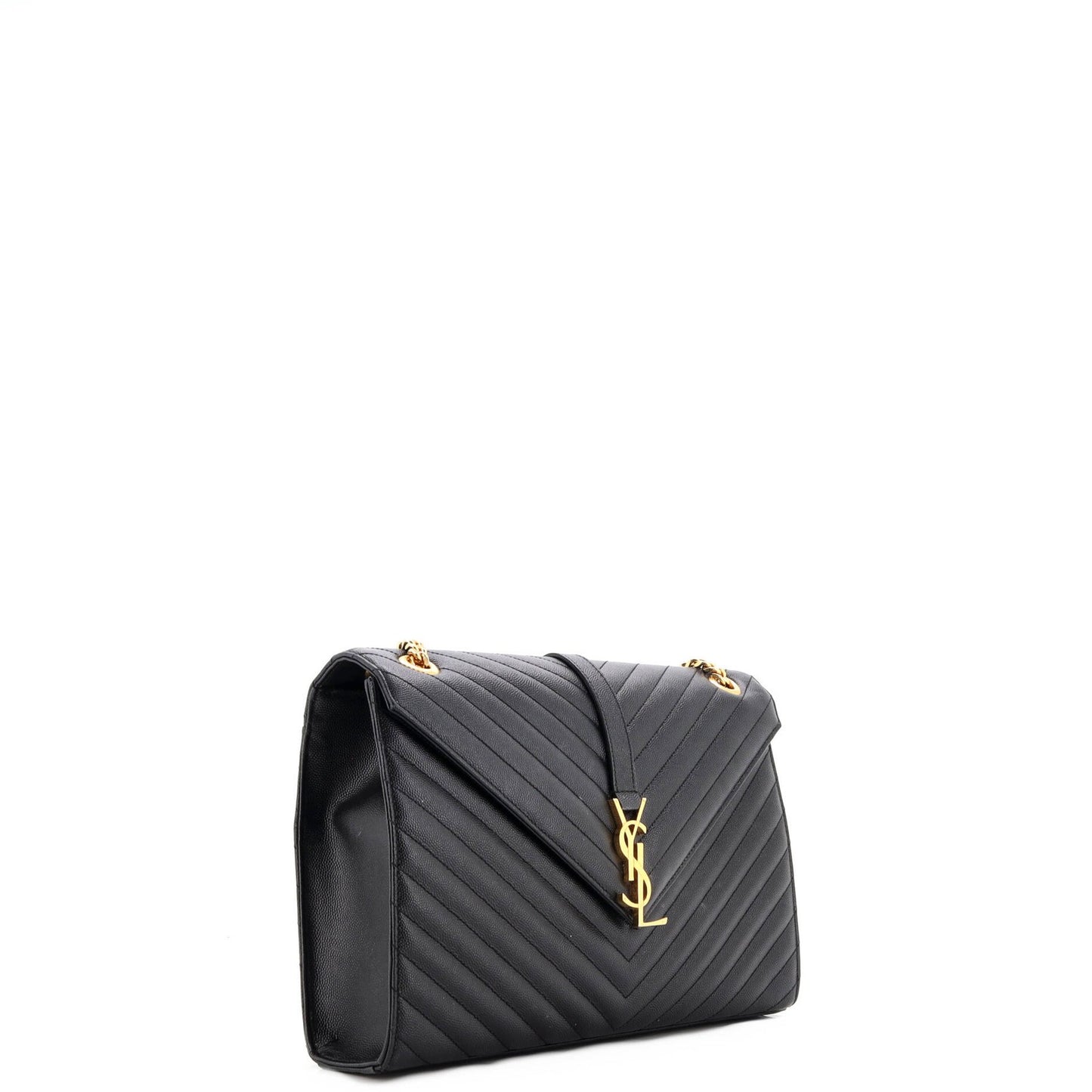 Saint Laurent Classic Monogram Envelope Satchel Matelasse Chevron Leather Large