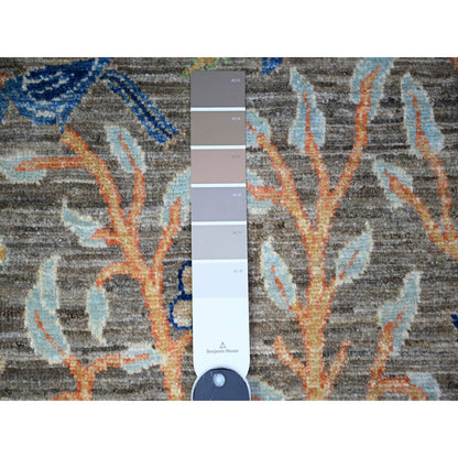 2'7"X10' Best Gray Organic Wool Hand Knotted Afghan Peshawar Runner Rug
