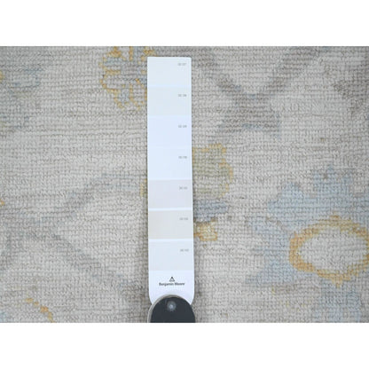 8'X8' Pearl White Hand Knotted Afghan Angora Oushak Pure Wool Square Rug