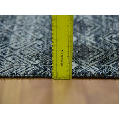 2'7"X8' Gray Hand Knotted Kohinoor Herrita Shiny Wool Runner Oriental Rug