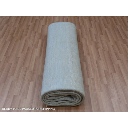 9'X12'3" Cloudy Gray Hand Knotted Grass Design Pure Wool Oriental Rug