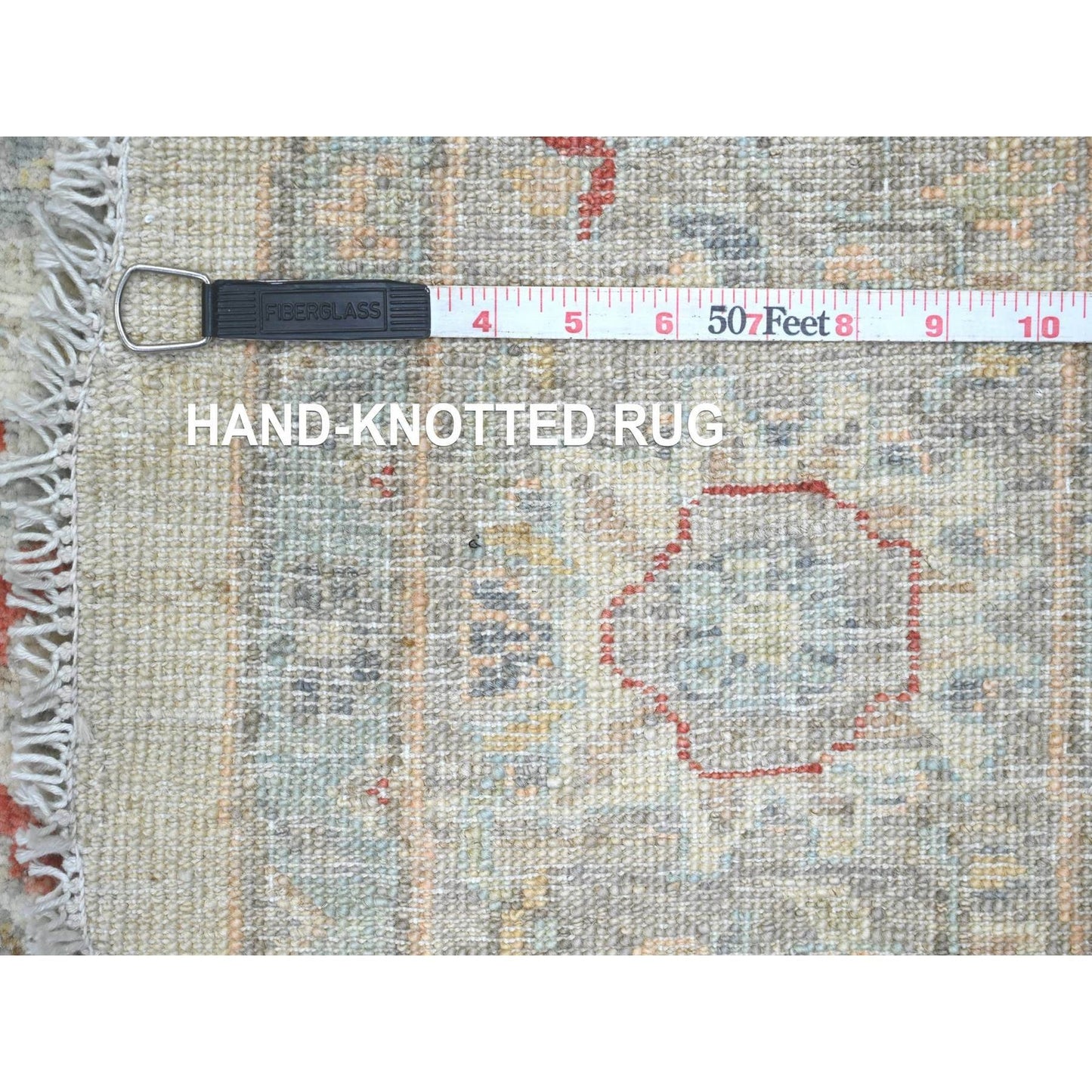 Rug 6'x6' White Heriz All Over Design Wool Hand Knotted Round Oriental