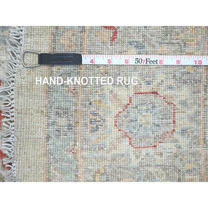 Rug 6'x6' White Heriz All Over Design Wool Hand Knotted Round Oriental