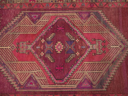 Oriental runner rug geometric tribal style carpet handmade vintage wool 4x11