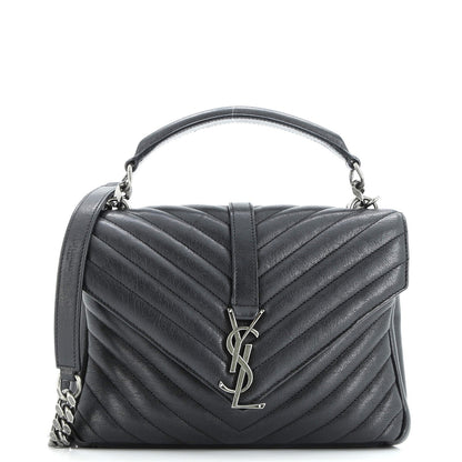 Saint Laurent Classic Monogram College Bag Matelasse Chevron Leather Medium