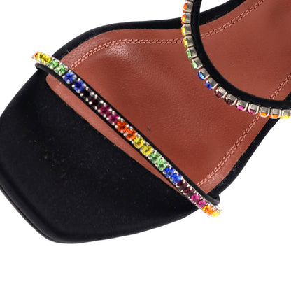 Amina Muaddi Women'S Gilda Heeled Sandals Satin With Crystals 95