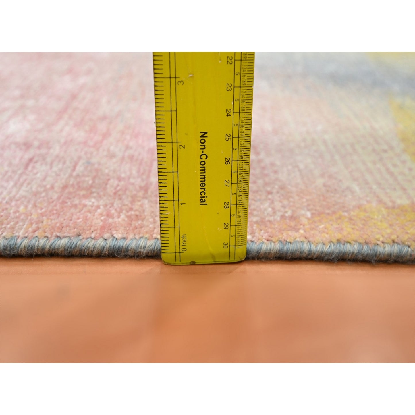 2'X3'1" Pink Pastel Colors Modern Design Wool & Silk Hand Knotted Mat Rug