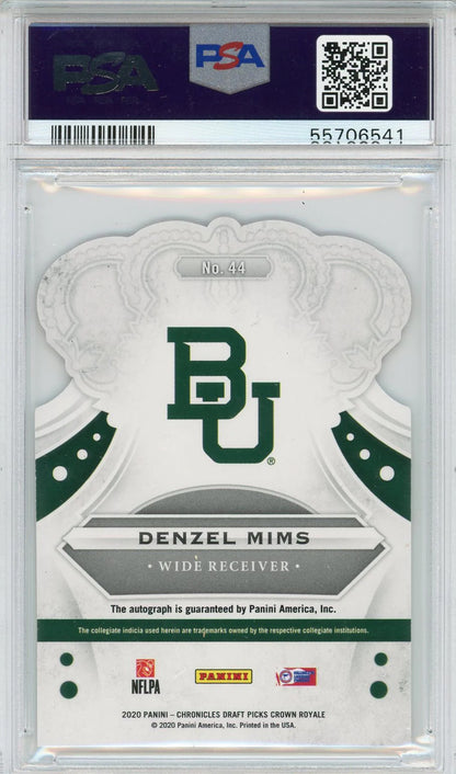 Denzel Mims Autographed 2020 Panini Chronicles Crown Royale Red Rookie Card (Psa