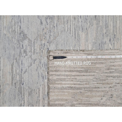 3'X5'3" Light Gray Hand Knotted Modern Design Undyed Natural Wool Rug