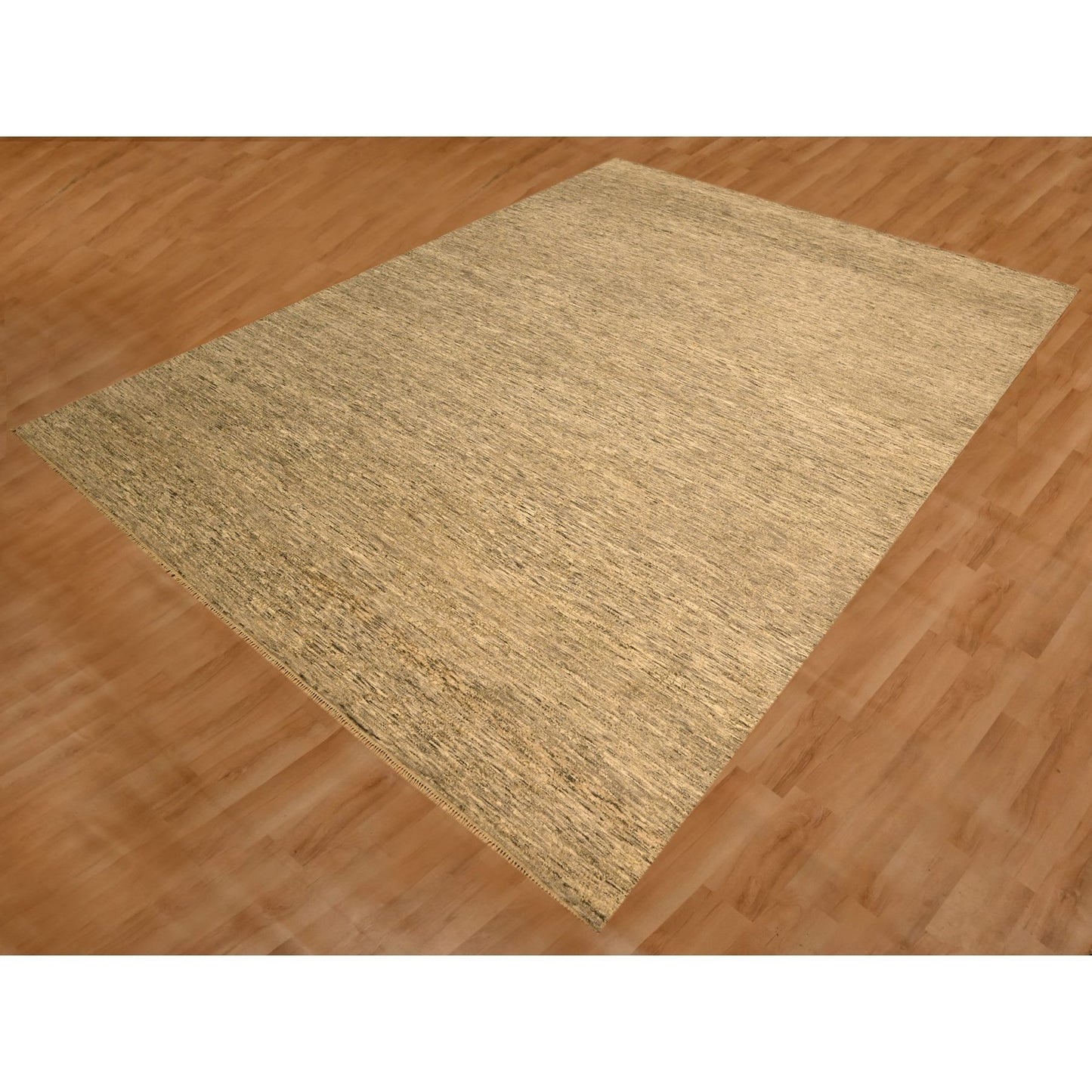 8'10"X11'10" Brown Plain Design Undyed Natural Wool Hand Knotted Rug