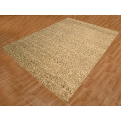 8'10"X11'10" Brown Plain Design Undyed Natural Wool Hand Knotted Rug