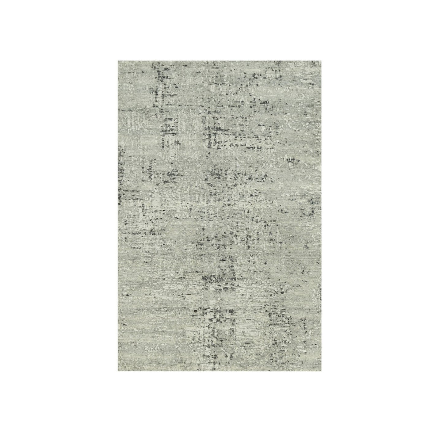 3'X5' Vaporous Gray Undyed Wool Modern Hand Spun Hand Knotted Rug
