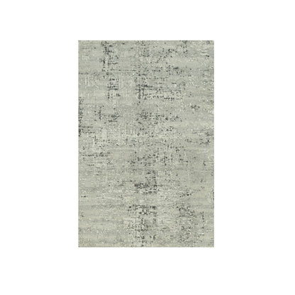 3'X5' Vaporous Gray Undyed Wool Modern Hand Spun Hand Knotted Rug
