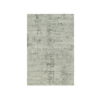 3'X5' Vaporous Gray Undyed Wool Modern Hand Spun Hand Knotted Rug