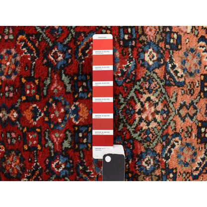 8'5"X11'3" Pompeian Red Wool Hand Knotted Antique Zoroastrian Hamadan Rug