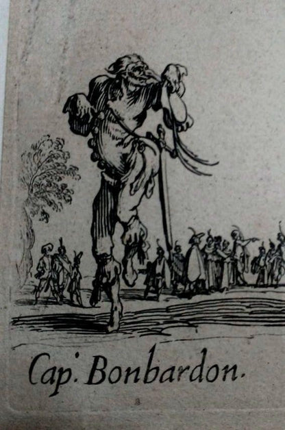 Jacques Callot Etching Cap. Bonbardon & Cap. Grillo 1621 Balli Di Sfessania