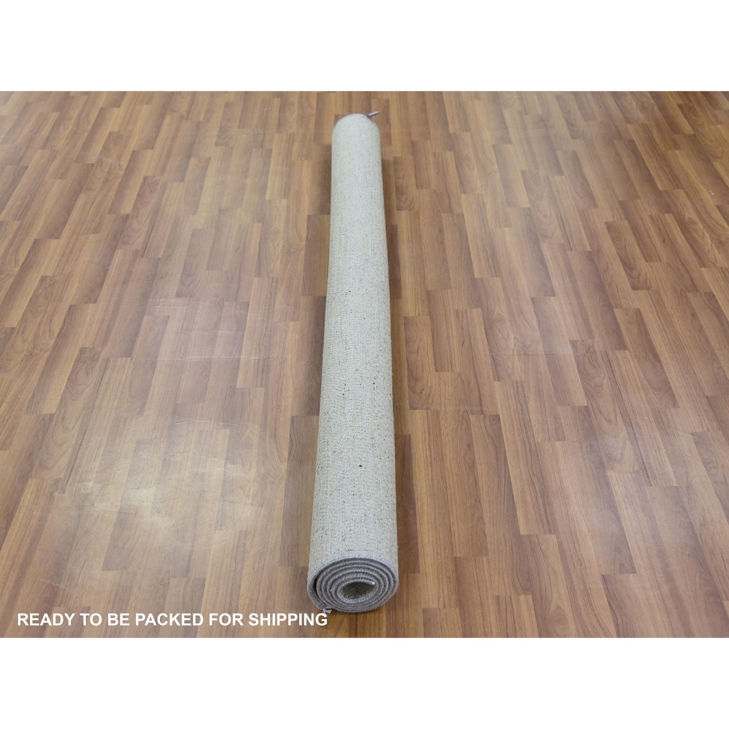 6'X6' Goose Gray 100% Undyed Wool Hand Knotted Grass Design Square Rug