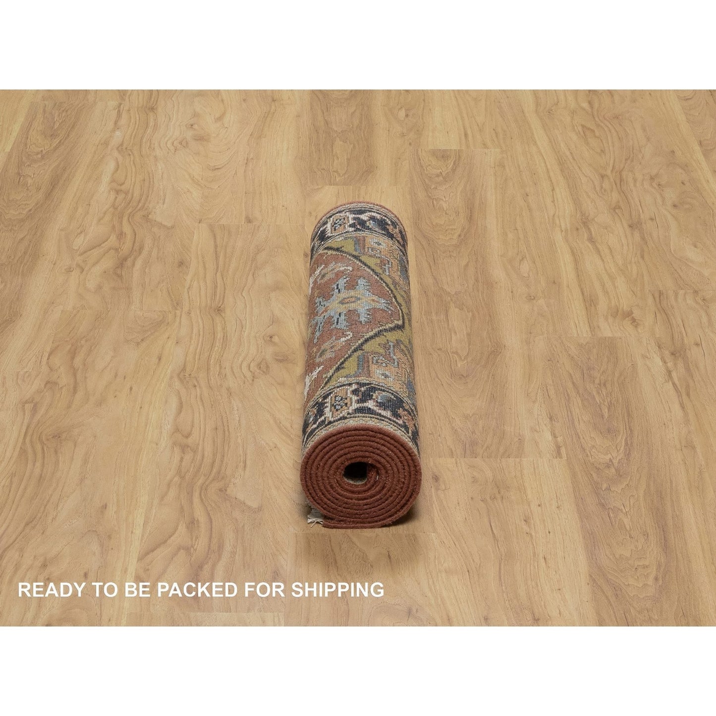 2'7"X8' Chili Red Heris Revival New Zealand Wool Hand Knotted Runner Rug