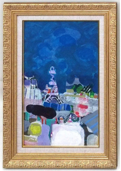 Oil painting canvas signed framed Paris art Eiffel Tower Gilles Gorriti