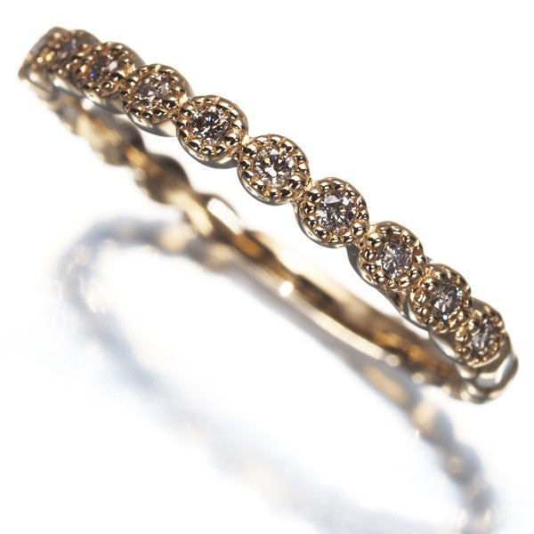 Agete Ring Diamond 0.09Ct Milgrain Us4-4.25 10K