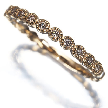Agete Ring Diamond 0.09Ct Milgrain Us4-4.25 10K