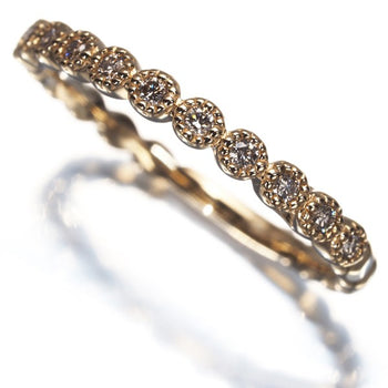 Agete Ring Diamond 0.09Ct Milgrain Us4-4.25 10K