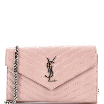 Saint Laurent Classic Monogram Wallet On Chain Matelasse Chevron Leather Medium