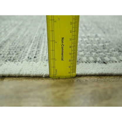 2'X3' Gray Wool Rug Hand Knotted Oxidized & Distressed Grass Design Mat