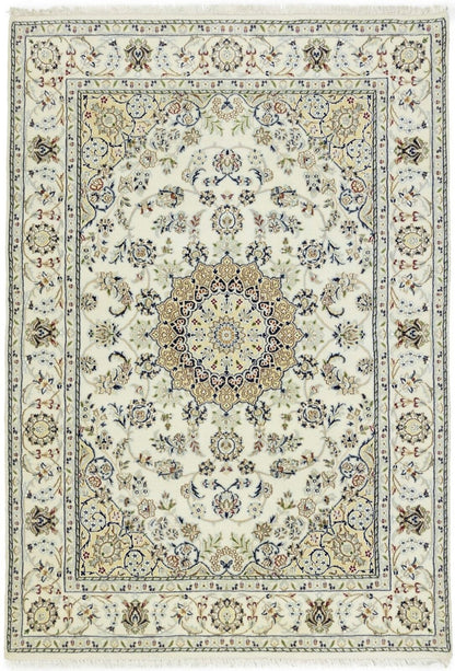 Hand-Knotted Floral Indo-Nain Rug Traditional