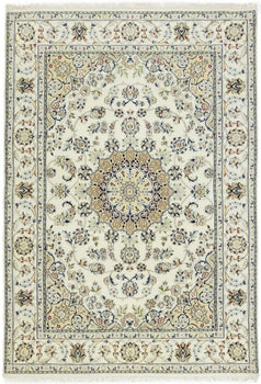 Hand-Knotted Floral Indo-Nain Rug Traditional