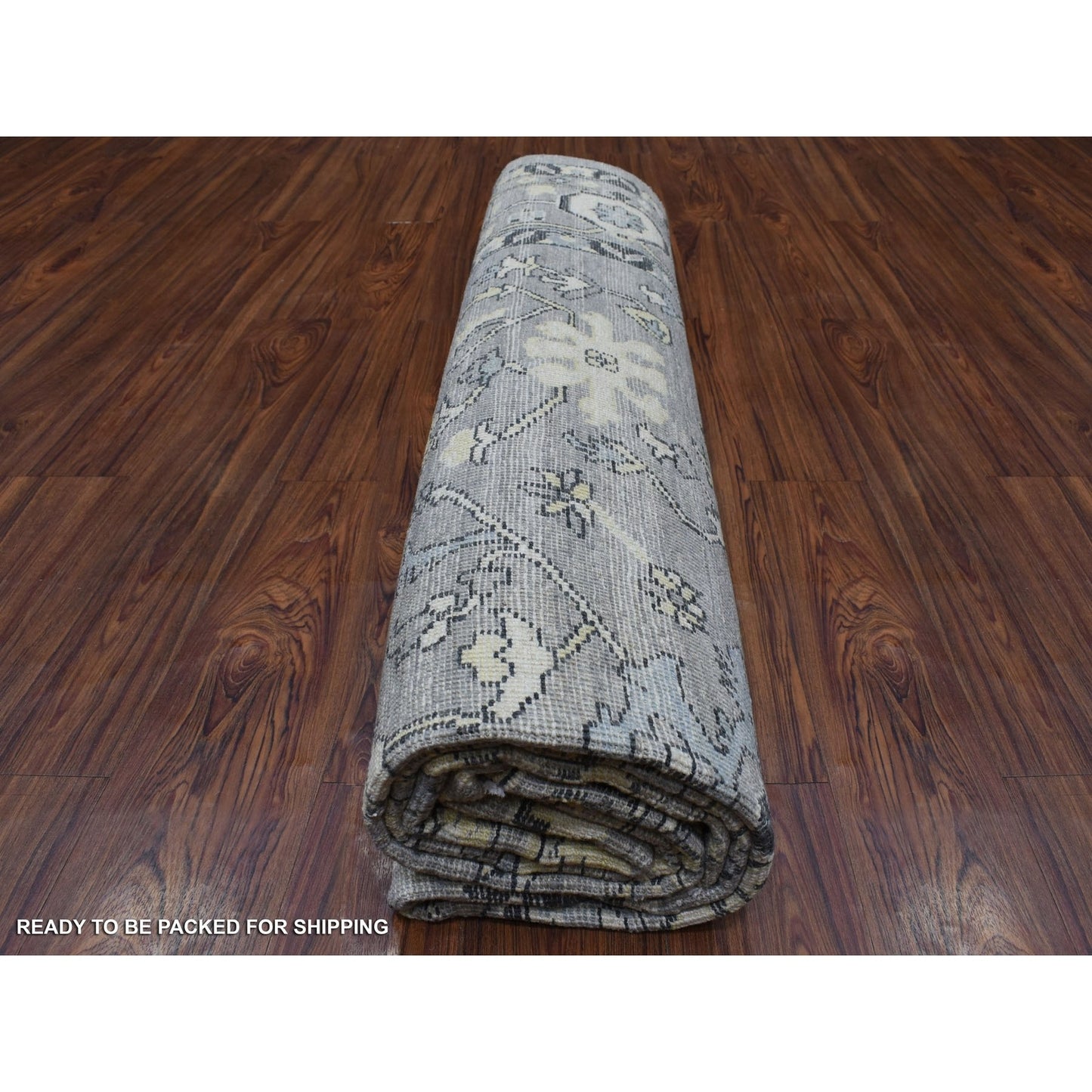 8'X9'9" Light Gray Angora Oushak Extra Soft Wool Hand Knotted Rug