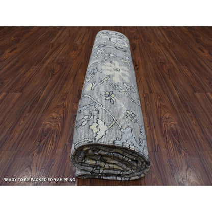 8'X9'9" Light Gray Angora Oushak Extra Soft Wool Hand Knotted Rug