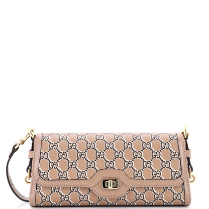 Gucci Luce Shoulder Bag Optical Gg Printed Leather Small