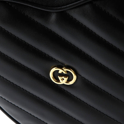 Gucci Interlocking G Heart Shoulder Bag Diagonal Quilted Leather Mini